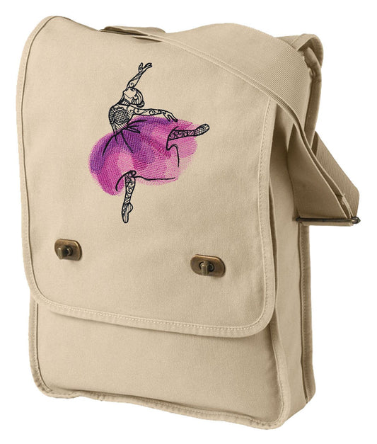 Painted Dancer Embroidered Canvas Field Bag