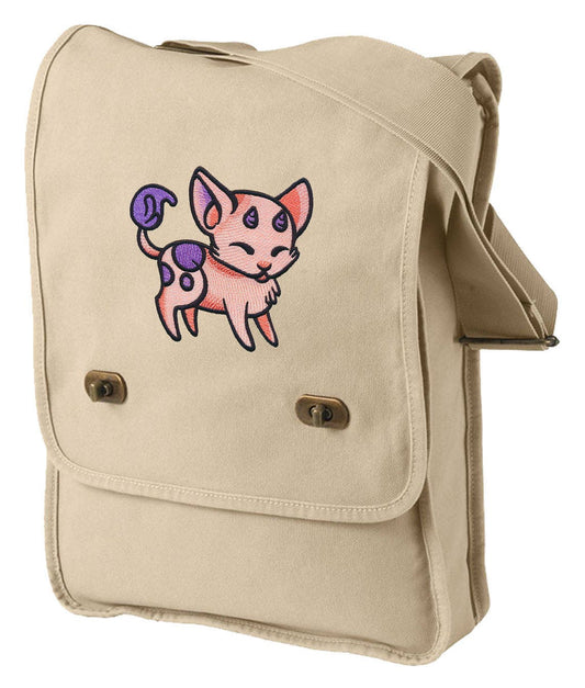 Charmed Creatures - Puppy Embroidered Canvas Field Bag
