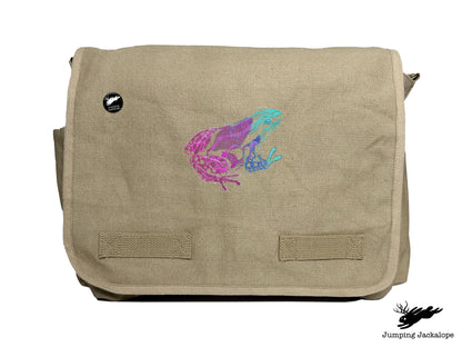 Tropical Dart Frog Embroidered Classic Canvas Messenger Bag