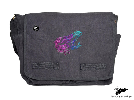 Tropical Dart Frog Embroidered Classic Canvas Messenger Bag