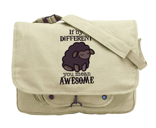 Awesome Black Sheep Embroidered Canvas Messenger Bag
