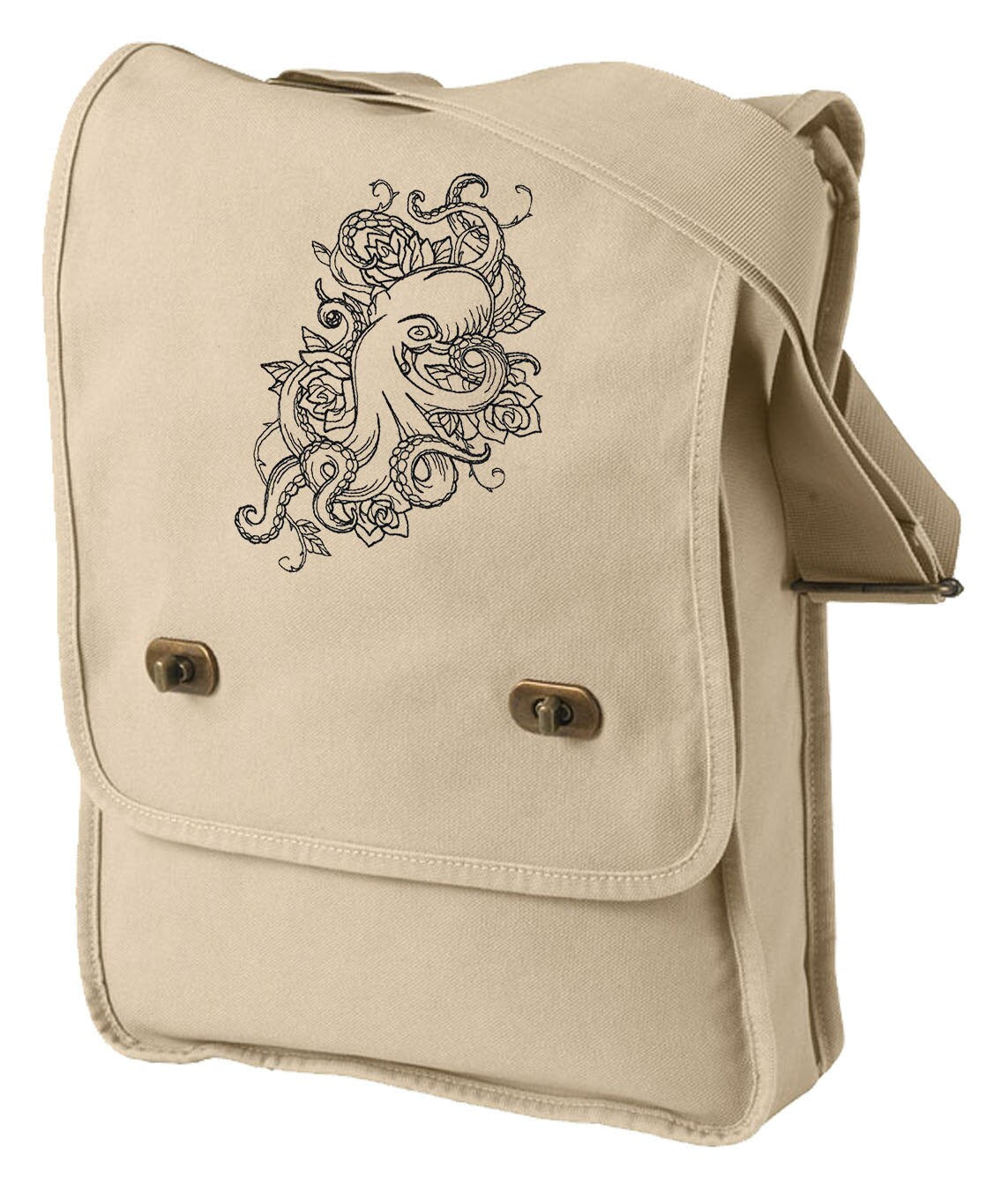 Deep Sea Love Embroidered Canvas Field Bag
