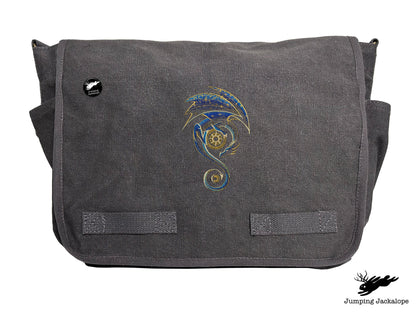 From the Sun to the Moon Celestial Dragon Embroidered Classic Canvas Messenger Bag