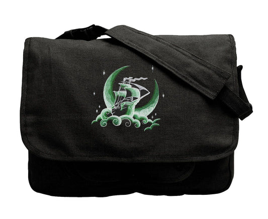 Dreamscape Glow - Dream Ship Embroidered Canvas Messenger Bag