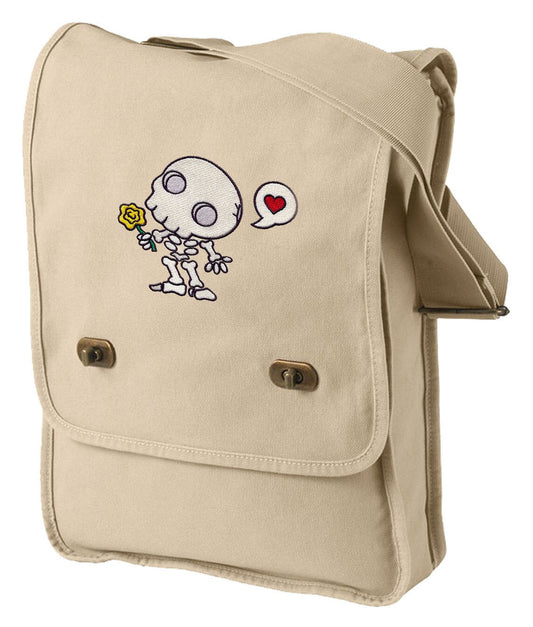 Chibi Muertos Embroidered Canvas Field Bag