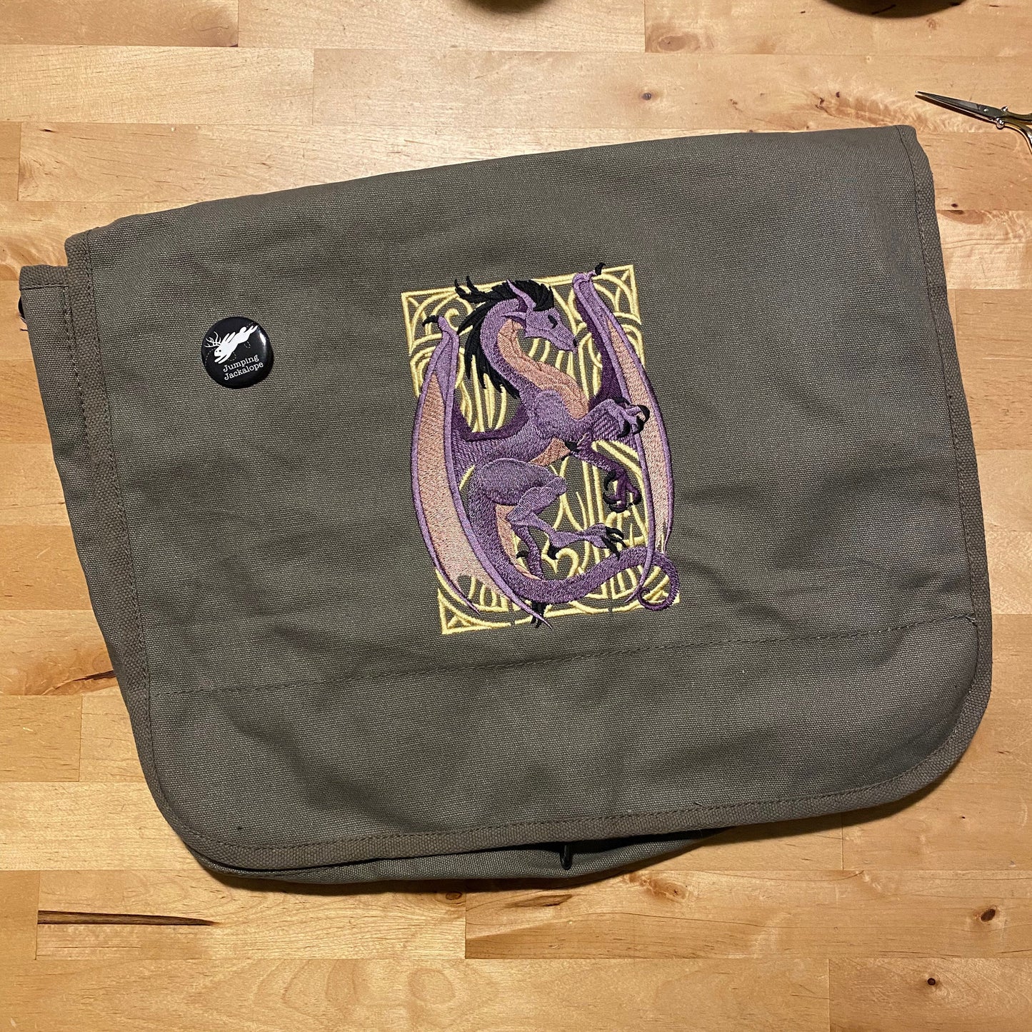 Dragon Nouveau Embroidered Canvas Messenger Bag