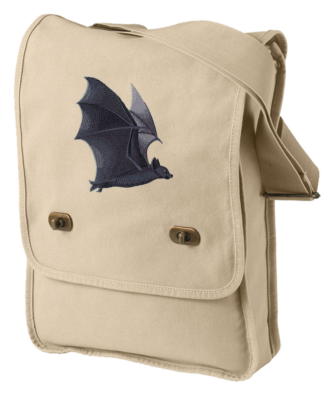 Flying Bat Embroidered Canvas Field Bag