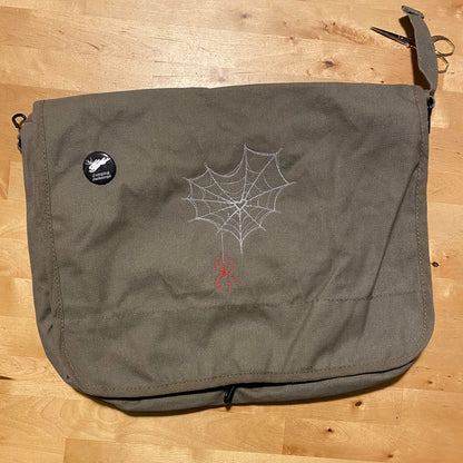 Web of Love Spider Embroidered Canvas Messenger Bag
