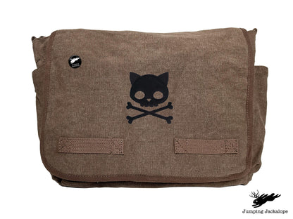 Punk Kitty Design Embroidered Classic Canvas Messenger Bag