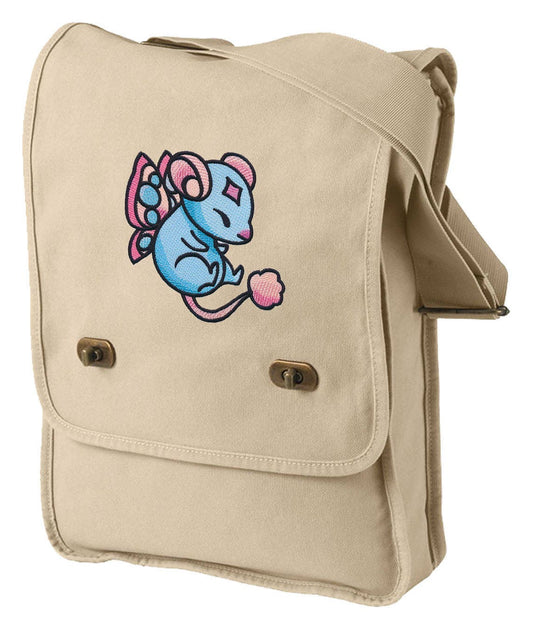 Charmed Creatures - Mouse Embroidered Canvas Field Bag