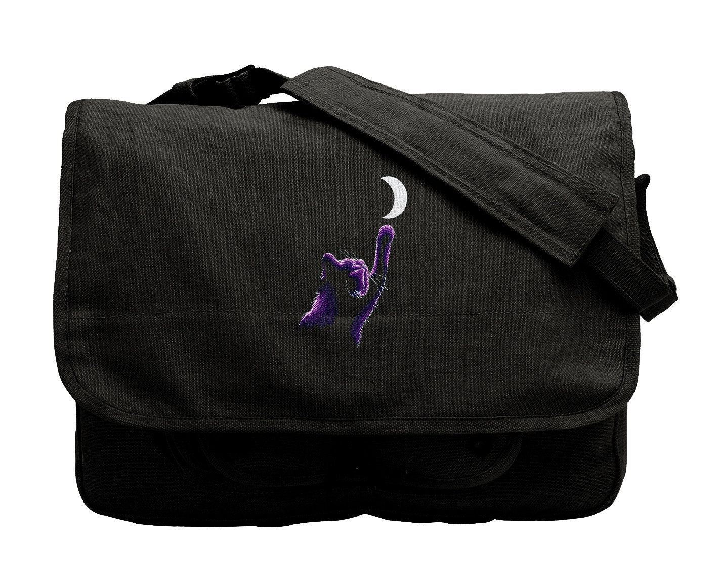 Reach for the Moon Cat, Cat Design Bag Embroidered Canvas Messenger Bag