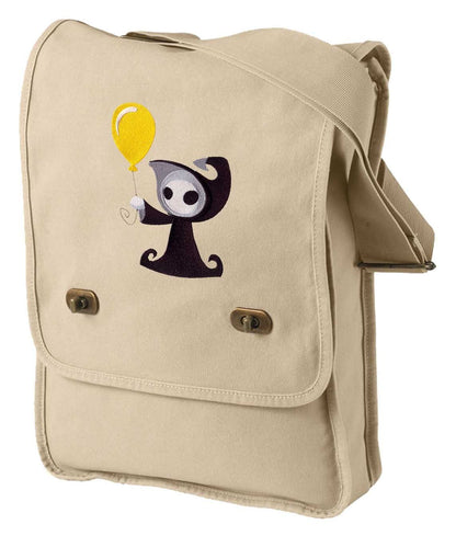 Death with a Balloon Funny Embroidered Canvas Field Bag
