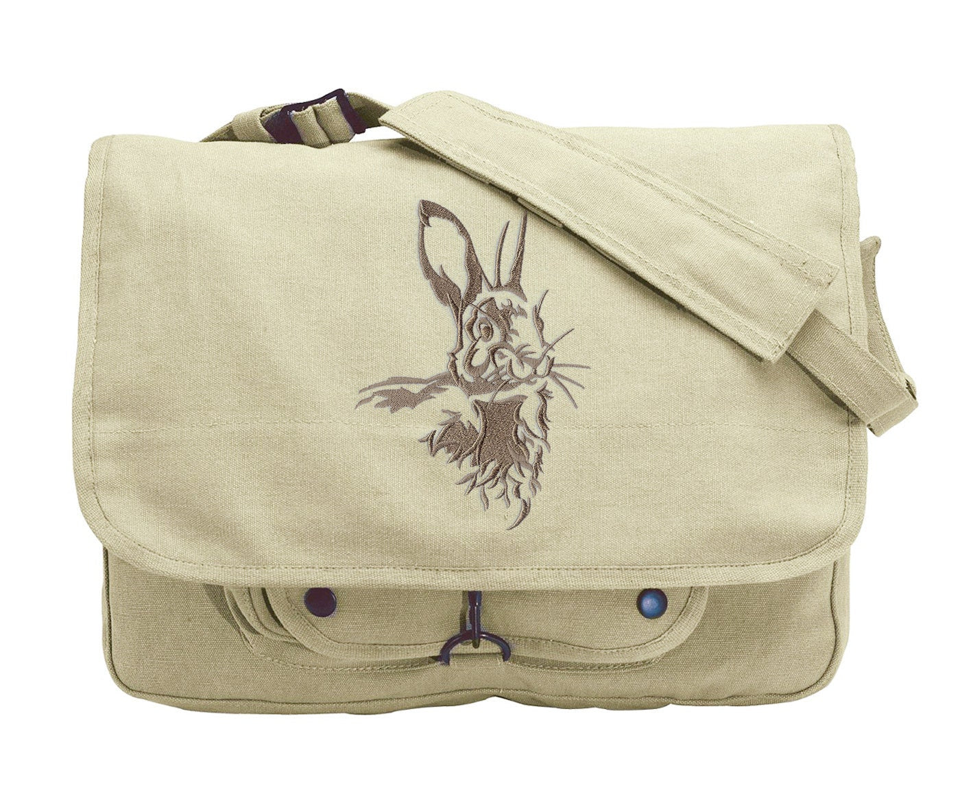 Northwoods Silhouette Rabbit Embroidered Canvas Messenger Bag