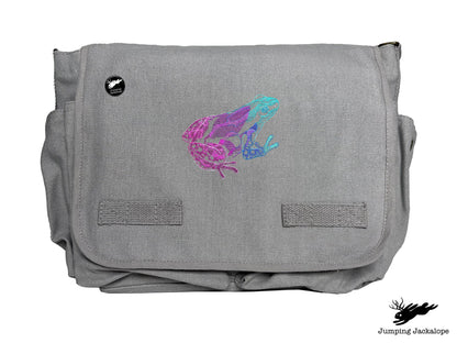 Tropical Dart Frog Embroidered Classic Canvas Messenger Bag