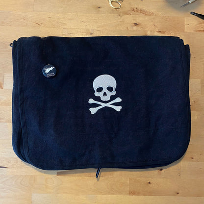 Skull and Crossbones Embroidered Canvas Messenger Bag