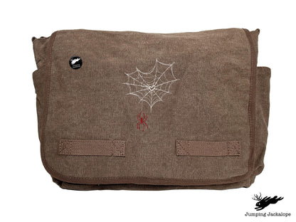 Web of Love Design Embroidered Classic Canvas Messenger Bag