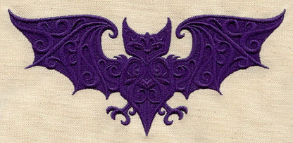 Baroque Bat Embroidered Canvas Messenger Bag