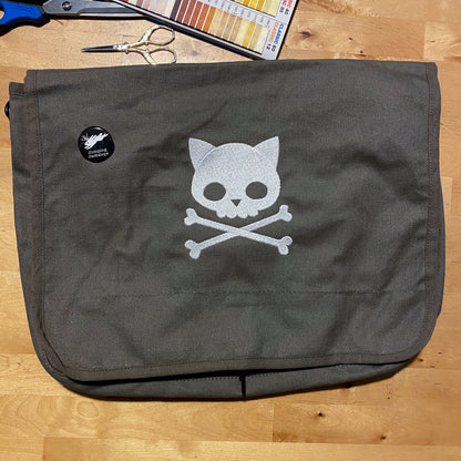 Punk Kitty Embroidered Canvas Messenger Bag
