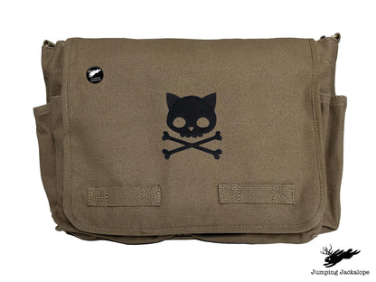 Punk Kitty Design Embroidered Classic Canvas Messenger Bag