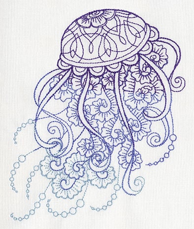 Drifting Jellyfish Embroidered Canvas Field Bag
