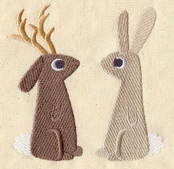 The Jackalope and the Rabbit Embroidered Canvas Messenger Bag