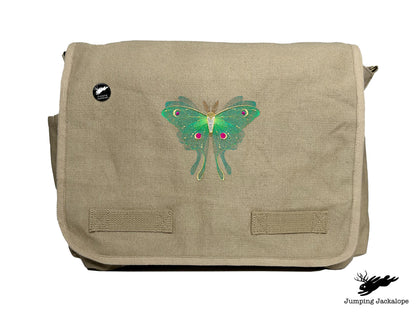 Sheer Illusions Luna Moth Embroidered Messenger Bag