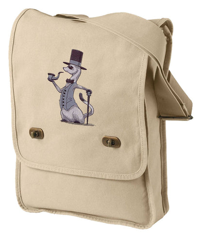 Foppish Ferret Embroidered Canvas Field Bag