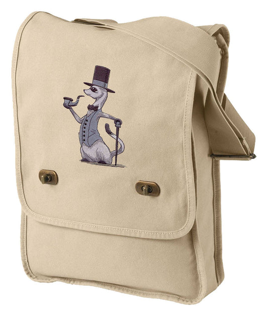 Foppish Ferret Embroidered Canvas Field Bag
