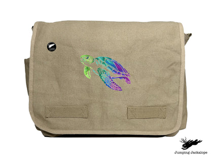 Spectrums of the Ocean Sea Turtle Embroidered Messenger Bag
