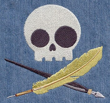 Skully Writer Embroidered Canvas Field Bag