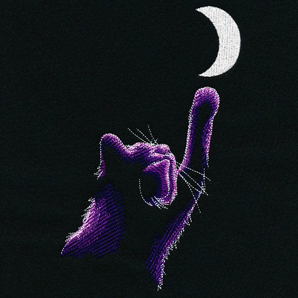 Reach for the Moon Cat, Cat Design Bag Embroidered Canvas Messenger Bag