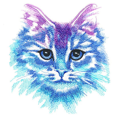 Color Theory Kitty Bag, Cat Design Bag Embroidered Canvas Messenger Bag
