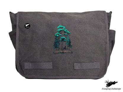 Woodland Storytime Book Embroidered Classic Canvas Messenger Bag