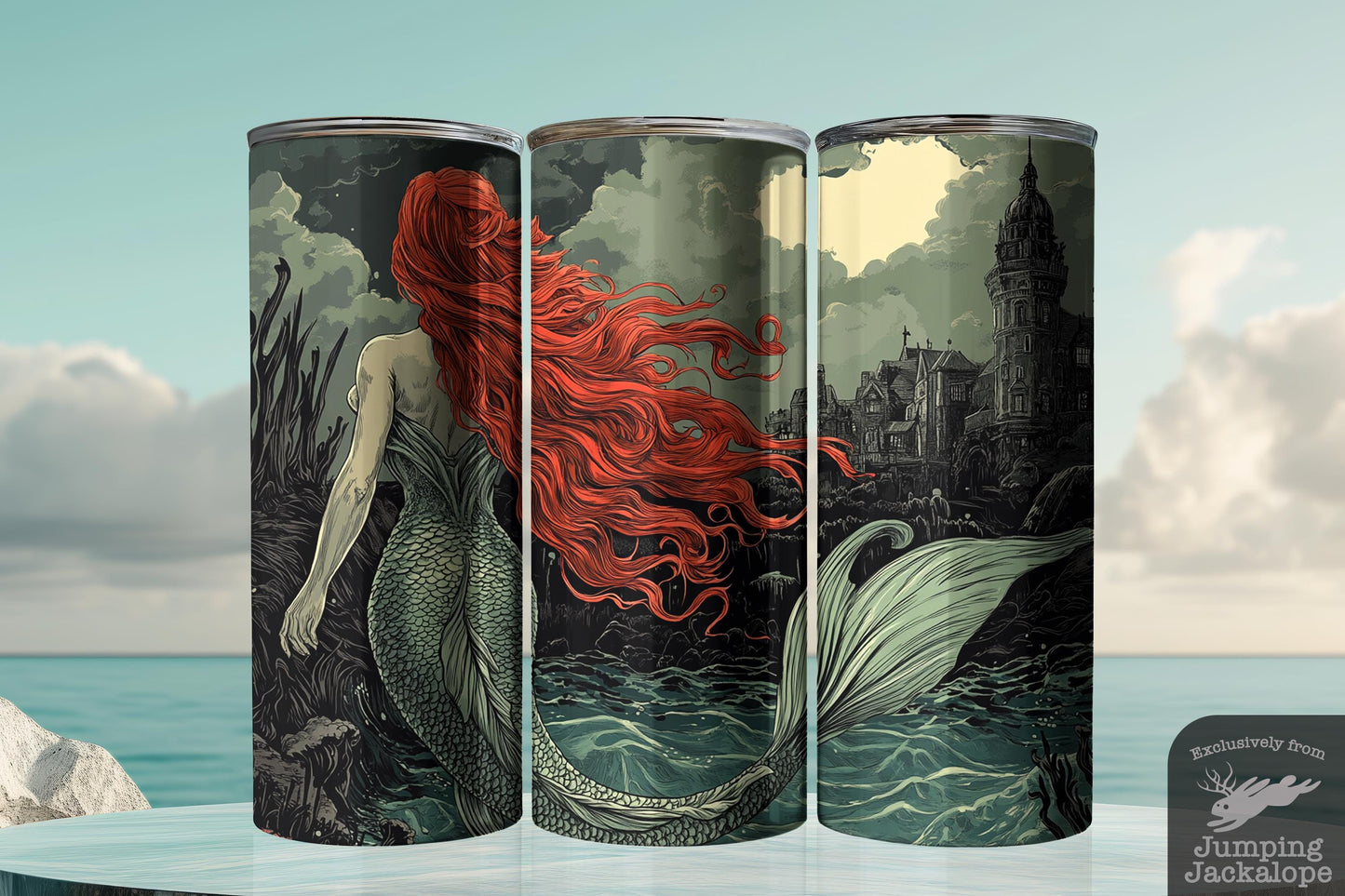 Keeper of the Depths Mermaid Tumbler – 20oz Vintage Sea Witch Drinkware | Mythical Ocean Art