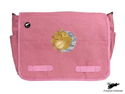 Clockwork Heavens Design Embroidered Classic Canvas Messenger Bag