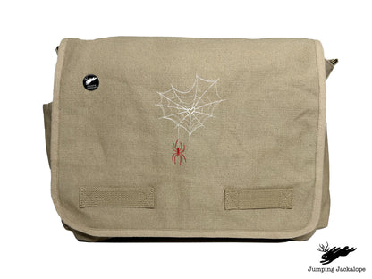 Web of Love Design Embroidered Classic Canvas Messenger Bag