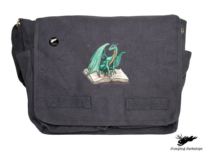 Novel Fantasy Dragon Embroidered Classic Canvas Messenger Bag