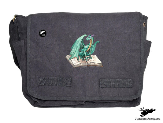 Novel Fantasy Dragon Embroidered Classic Canvas Messenger Bag