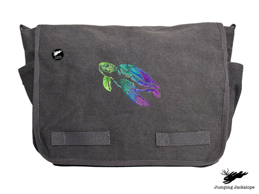 Spectrums of the Ocean Sea Turtle Embroidered Messenger Bag