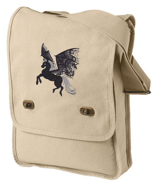 Ghost Pegasus Embroidered Canvas Field Bag