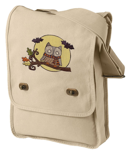 Night Fliers Embroidered Canvas Field Bag