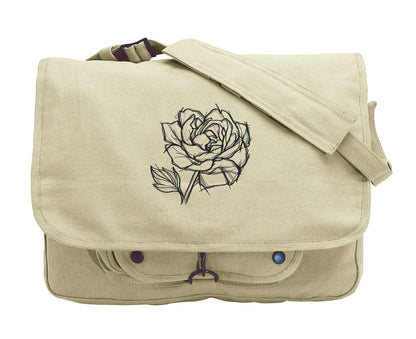 Sketchwork - Bloom Rose Embroidered Canvas Messenger Bag