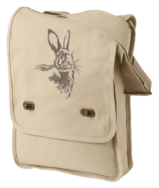 Northwoods Silhouette Rabbit Embroidered Canvas Field Bag