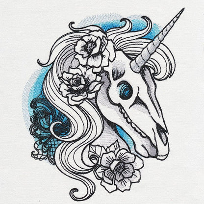Phantasm - Unicorn Skull, Unicorn Bag, Unicorn Embroidered Canvas Tech, Tablet, iPad, Kindle, Fire, Camera Bag