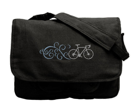 Bike Bag, Bicycle Messenger Bag, Race Bik Bag, Fancy Bike Embroidered Canvas Messenger Bag