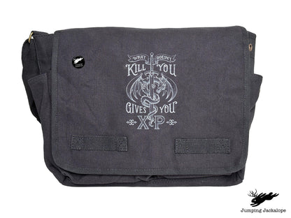 What Doesn't Kill You Gives You XP Embroidered Classic Canvas Messenger Bag