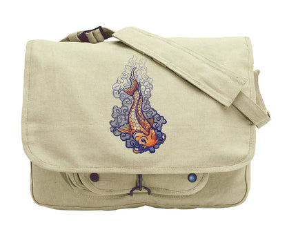 The Seven Seas - Koi Tattoo Embroidered Canvas Messenger Bag
