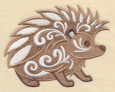 Hedgehog with Flourish Embroidered Canvas Messenger Bag
