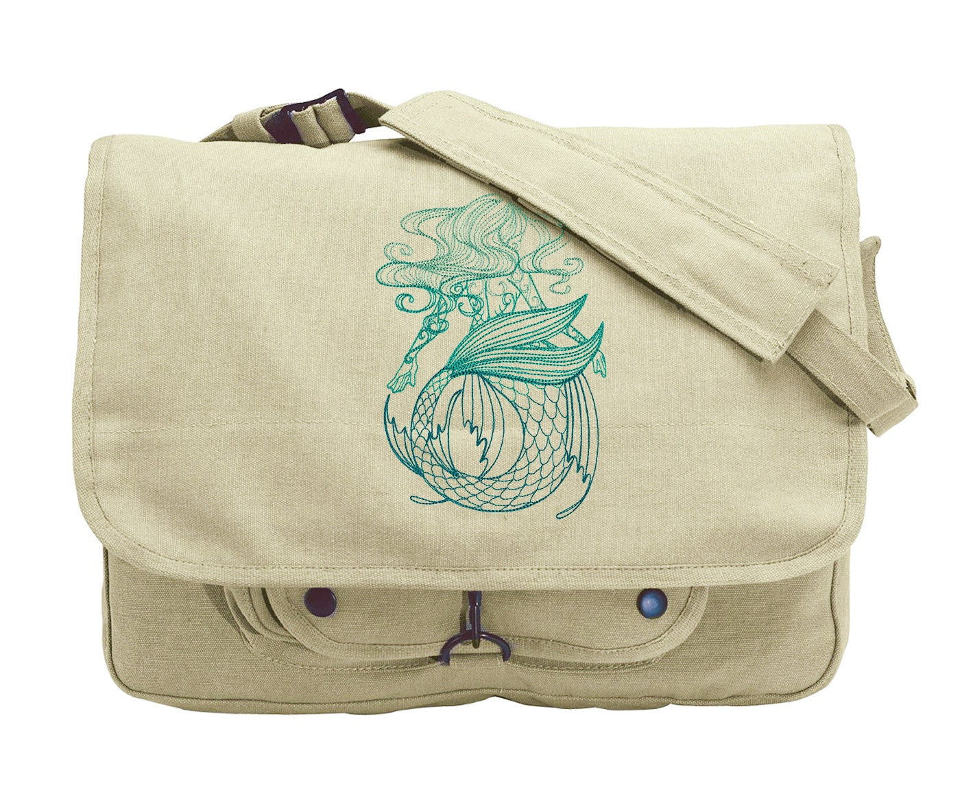 Maiden of the Ocean Embroidered Embroidered Canvas Messenger Bag