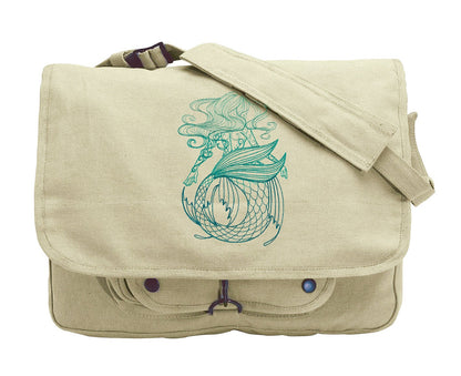 Maiden of the Ocean Embroidered Embroidered Canvas Messenger Bag